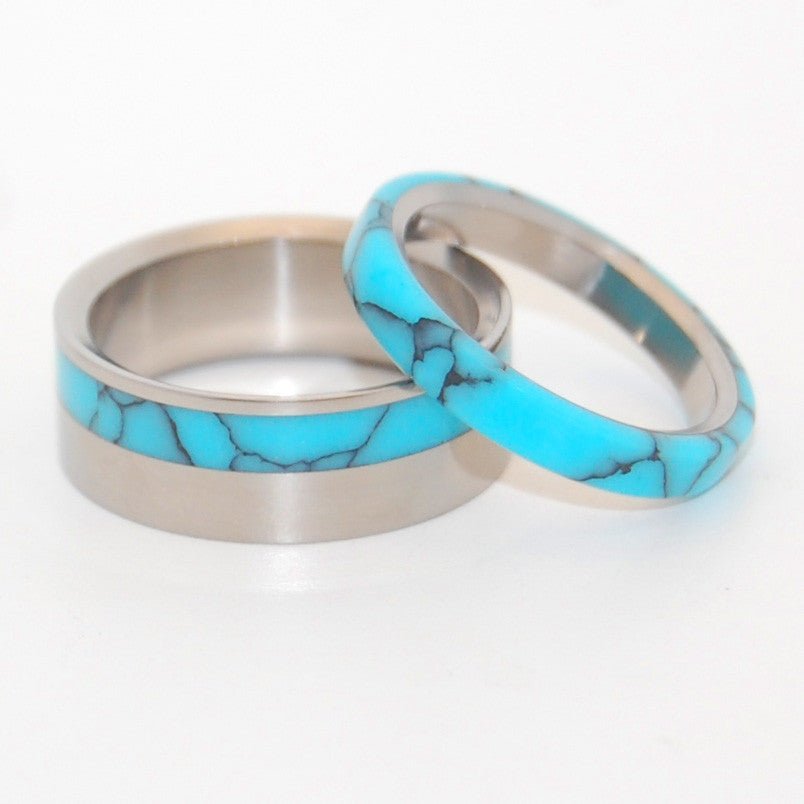 Moonbird & Turquoise | Turquoise & Titanium - Unique Wedding Ring - Minter and Richter Designs