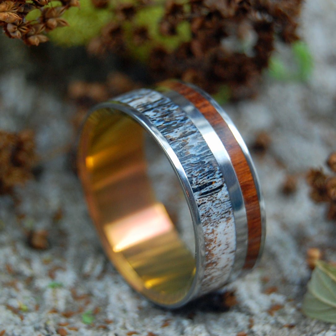 Moose At Sunset | Men's Antler, Wood & Titanium Wedding Ring - Minter and Richter Designs