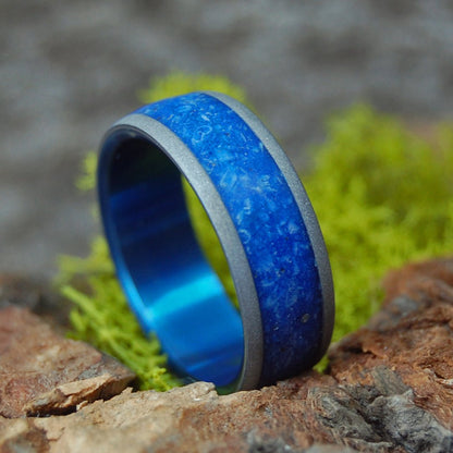 Moose Under A Starry Sky | Men's Crushed Moose Antler, Night Sky Concrete Resin & Titanium Wedding Ring - Minter and Richter Designs