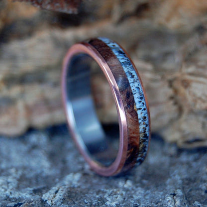 Moose Under Maple | Men's Antler, Dark Maple Wood & Titanium Wedding Ring - Minter and Richter Designs