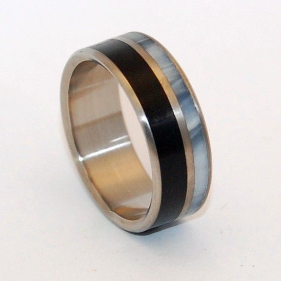 Mountain Top | Men's Black Resin, Gray Pearl Resin & Titanium Wedding Ring - Minter and Richter Designs