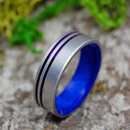 My Heart. You Own It. | Men's Sodalite Stone, Anodized Purple & Titanium Wedding Ring - Minter and Richter Designs