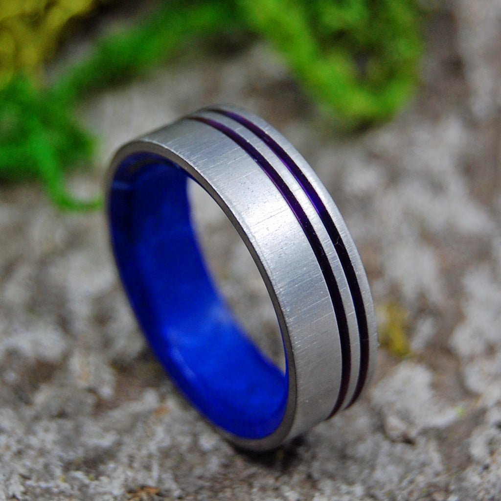 My Heart. You Own It. | Men's Sodalite Stone, Anodized Purple & Titanium Wedding Ring - Minter and Richter Designs