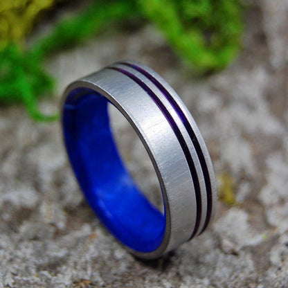 My Heart. You Own It. | Men's Sodalite Stone, Anodized Purple & Titanium Wedding Ring - Minter and Richter Designs