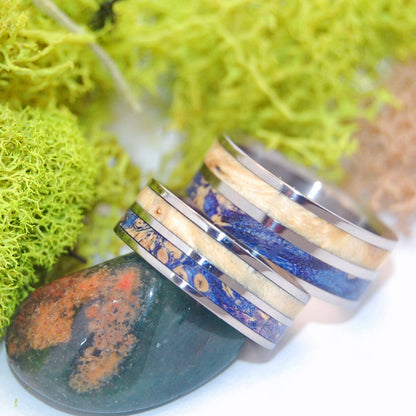 My Twin Heart | Box Elder Wood Titanium Wedding Ring Set - Minter and Richter Designs