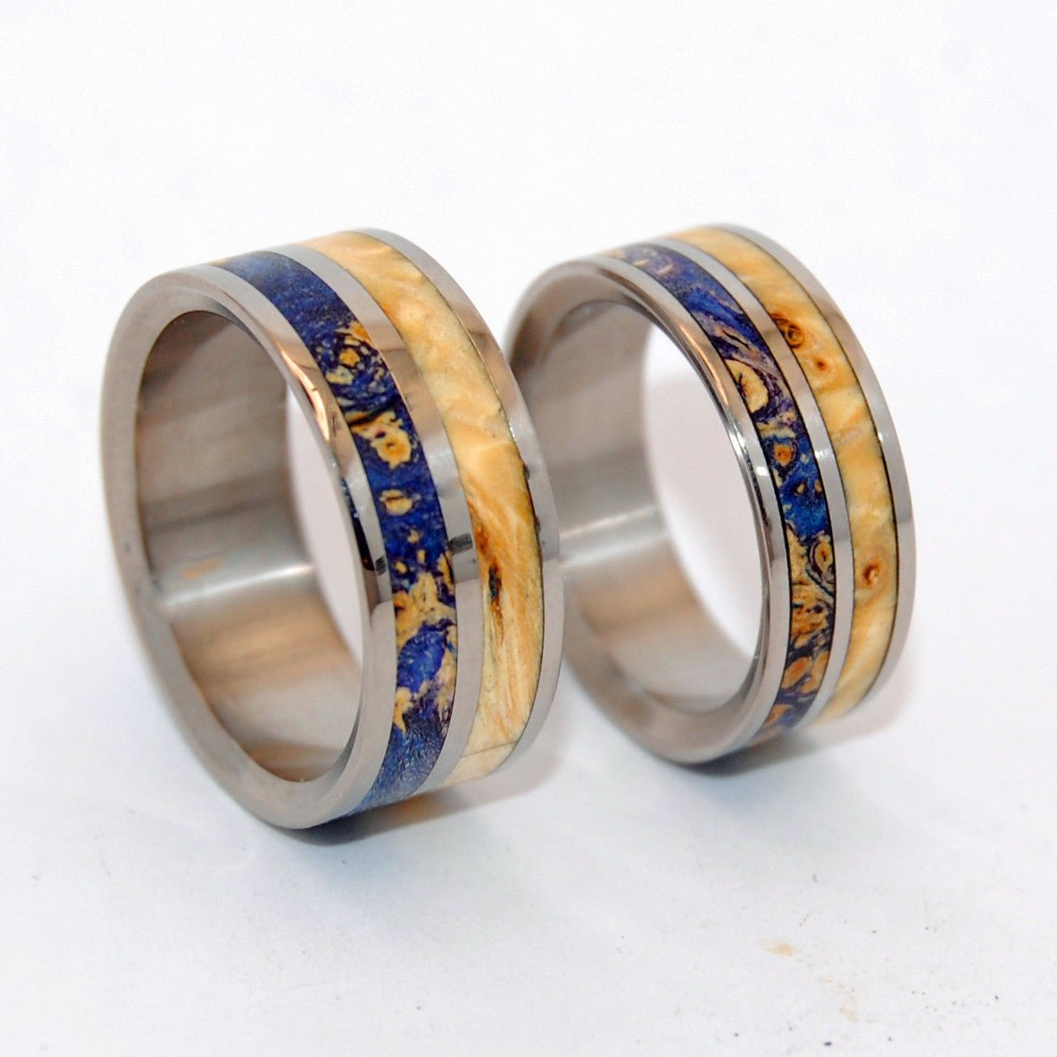 My Twin Heart | Box Elder Wood Titanium Wedding Ring Set - Minter and Richter Designs