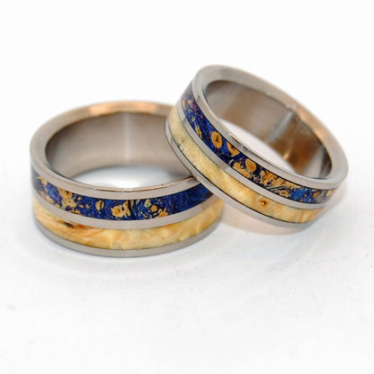 My Twin Heart | Box Elder Wood Titanium Wedding Ring Set - Minter and Richter Designs