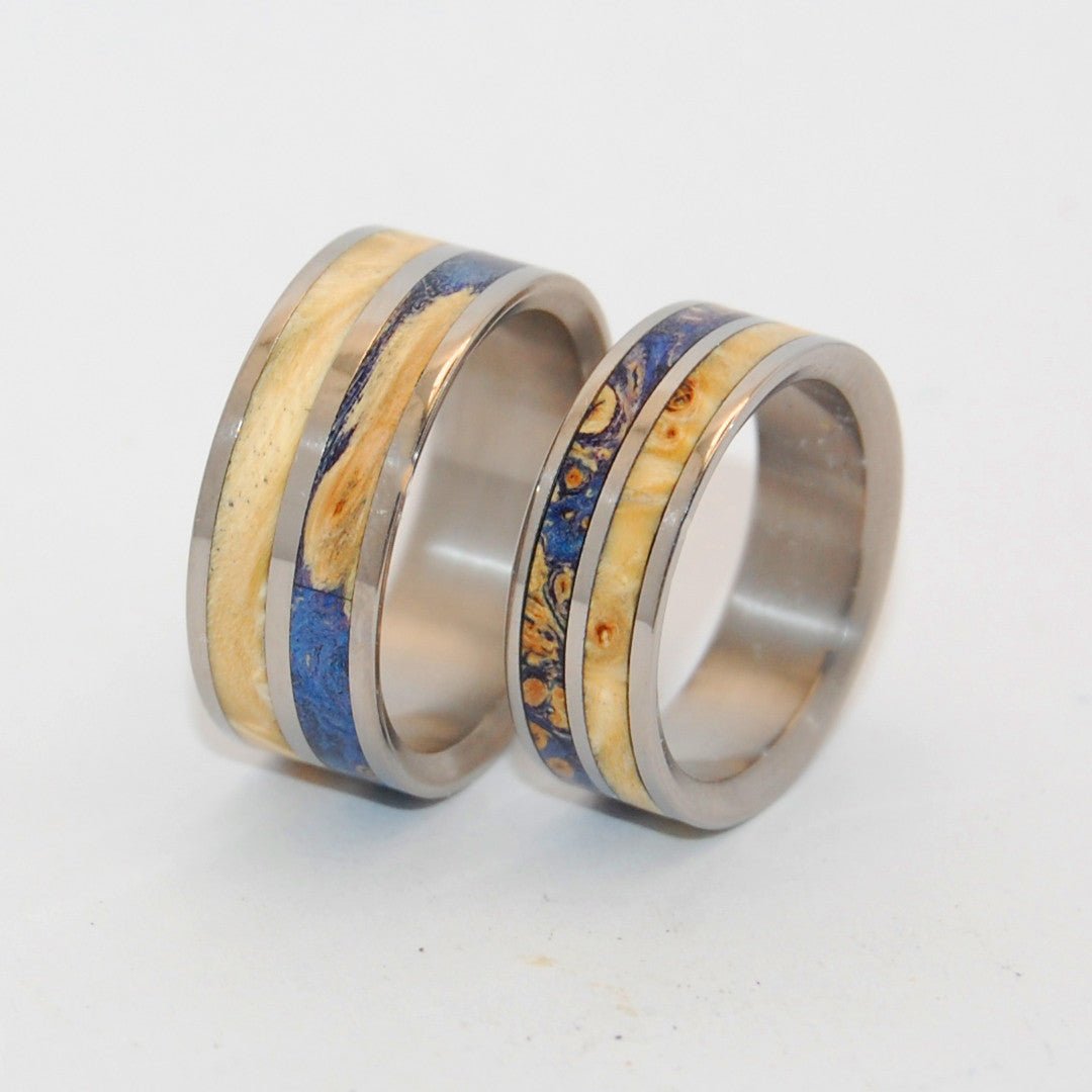 My Twin Heart | Box Elder Wood Titanium Wedding Ring Set - Minter and Richter Designs