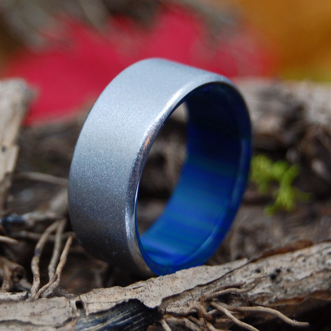 Neptune's Pearl | Men's Azurite, Malachite & Titanium Wedding Ring - Minter and Richter Designs