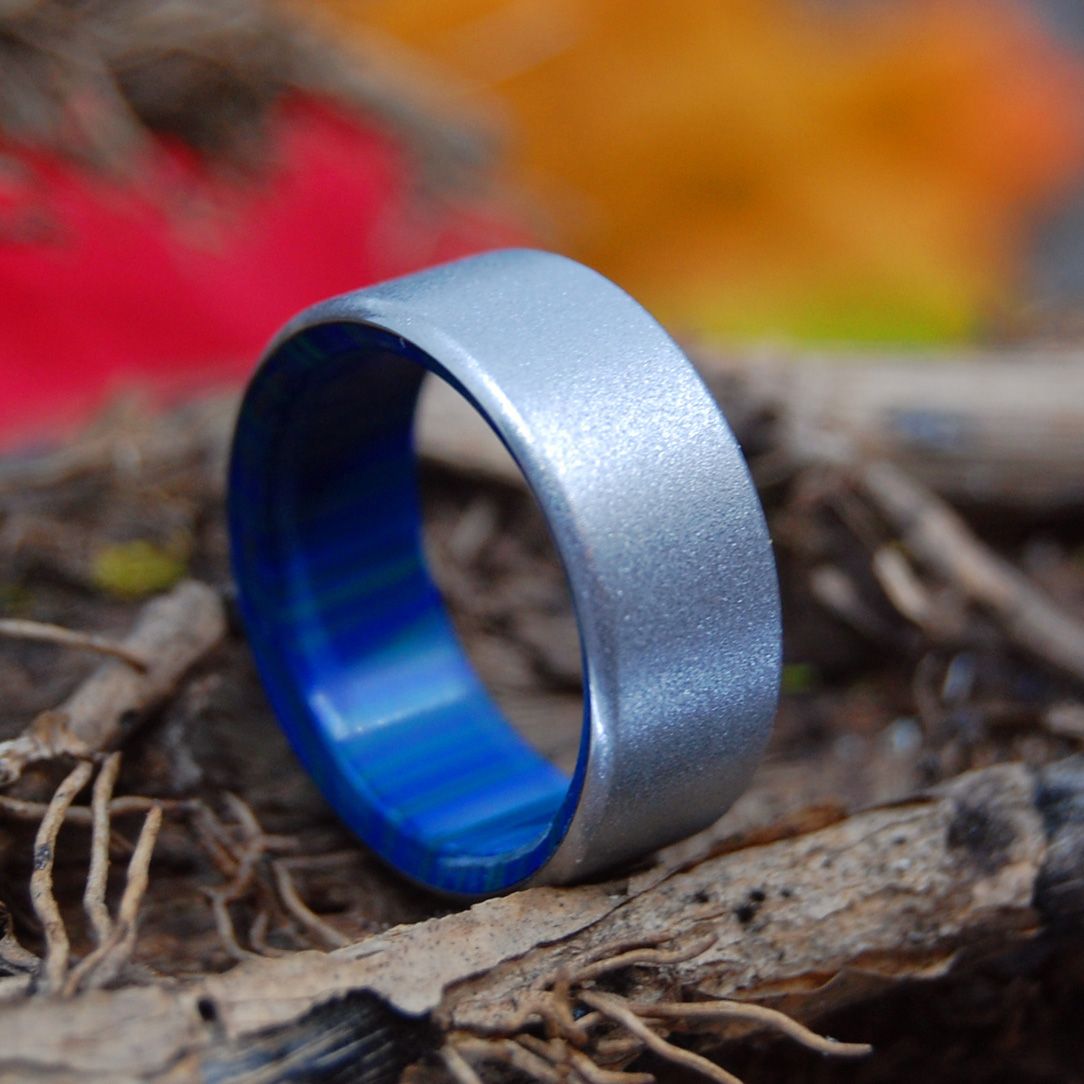 Neptune's Pearl | Men's Azurite, Malachite & Titanium Wedding Ring - Minter and Richter Designs