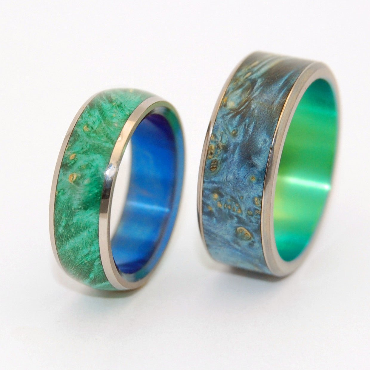 New Song Steadfast | Box Elder Wood & Titanium - Unique Wedding Ring - Wedding Ring Set - Minter and Richter Designs