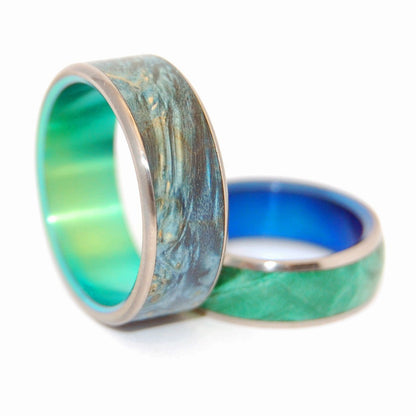 New Song Steadfast | Box Elder Wood & Titanium - Unique Wedding Ring - Wedding Ring Set - Minter and Richter Designs