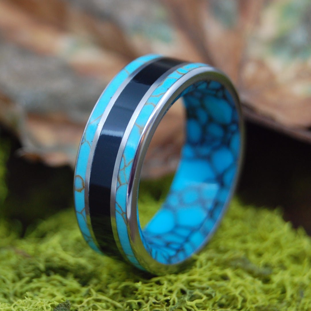 Night On The Mediterranean | Men's Turquoise, Onyx & Titanium Wedding Ring - Minter and Richter Designs