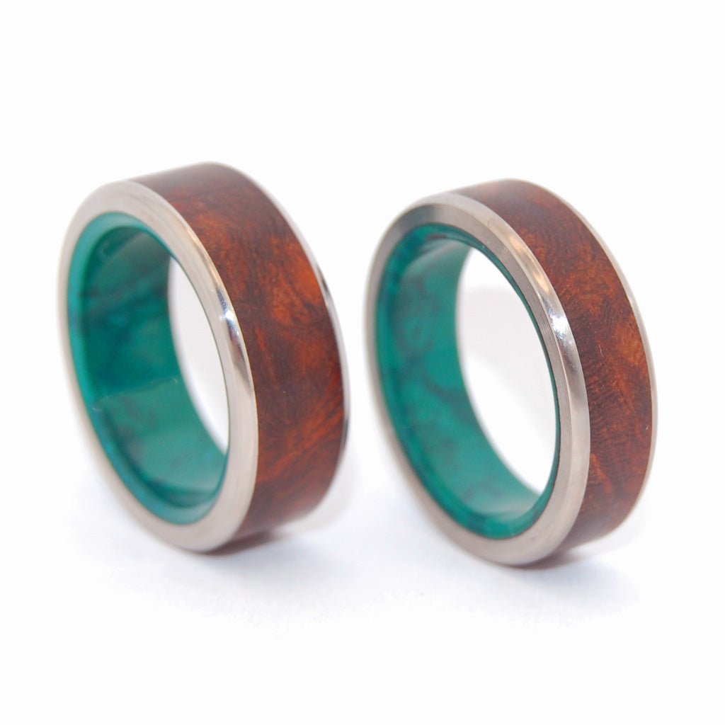 No Little Love | Desert Ironwood & Jade Stone Wedding Ring Unique Wedding Ring Set - Minter and Richter Designs