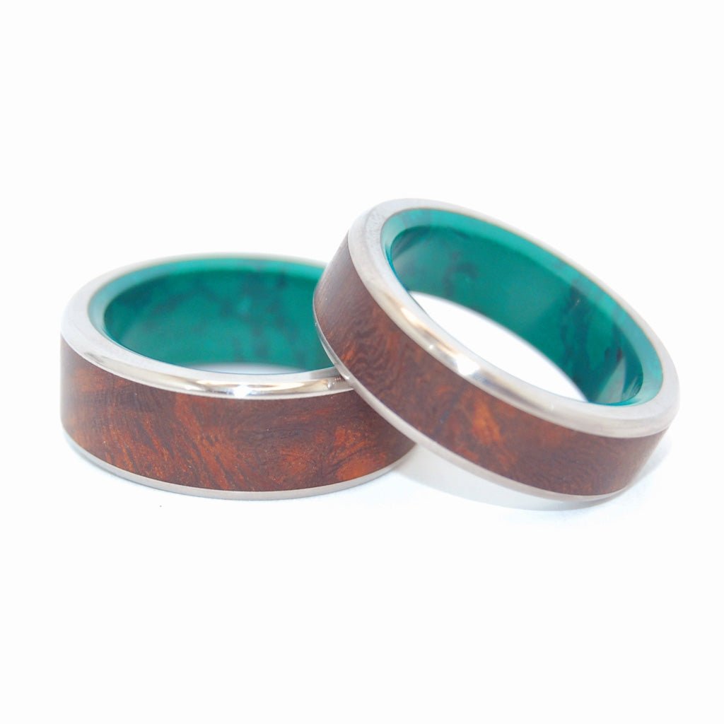 No Little Love | Desert Ironwood & Jade Stone Wedding Ring Unique Wedding Ring Set - Minter and Richter Designs