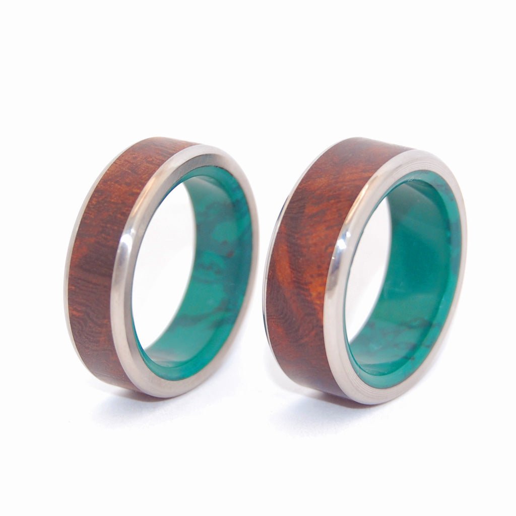 No Little Love | Desert Ironwood & Jade Stone Wedding Ring Unique Wedding Ring Set - Minter and Richter Designs