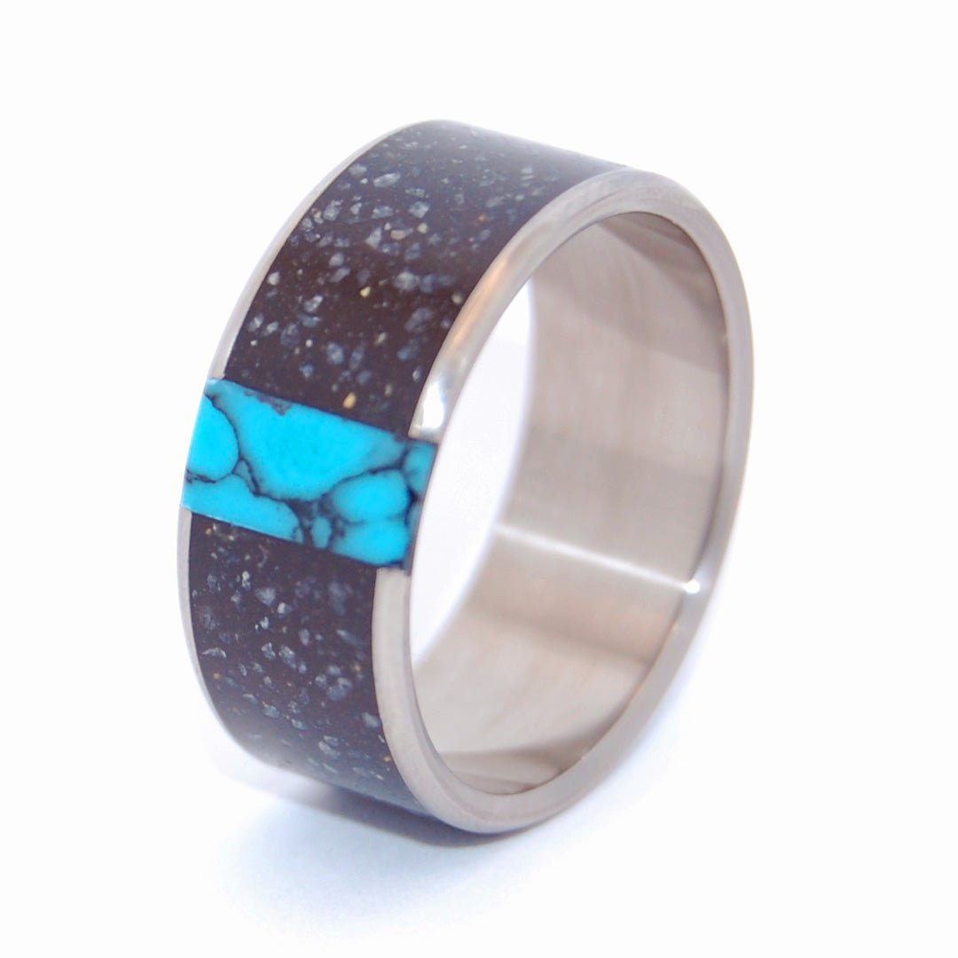 No One Else | Men's Icelandic Lava, Turquoise Stone & Titanium Wedding Ring - Minter and Richter Designs