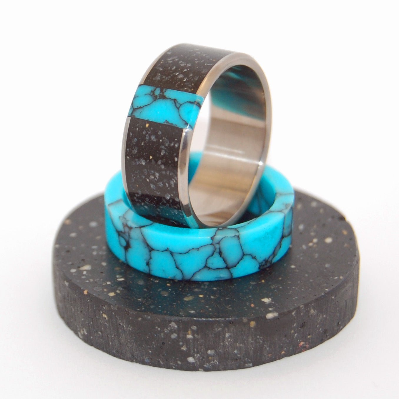 No One Else | Men's Icelandic Lava, Turquoise Stone & Titanium Wedding Ring - Minter and Richter Designs