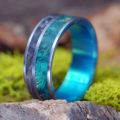 Norse Gods | Men's Maple Wood, Green Box Elder Wood & Titanium Wedding Ring - Minter and Richter Designs