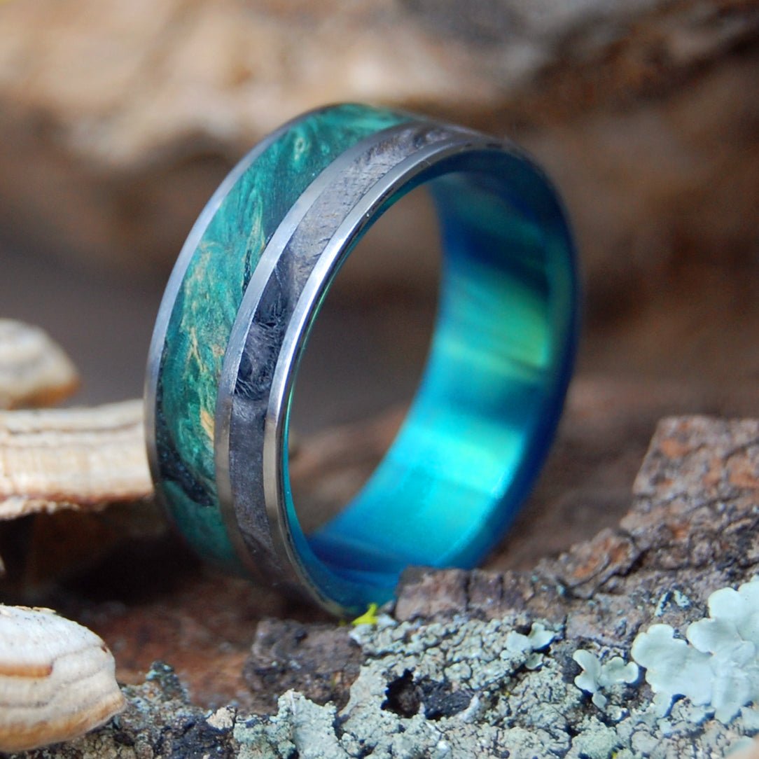 Norse Gods | Men's Maple Wood, Green Box Elder Wood & Titanium Wedding Ring - Minter and Richter Designs