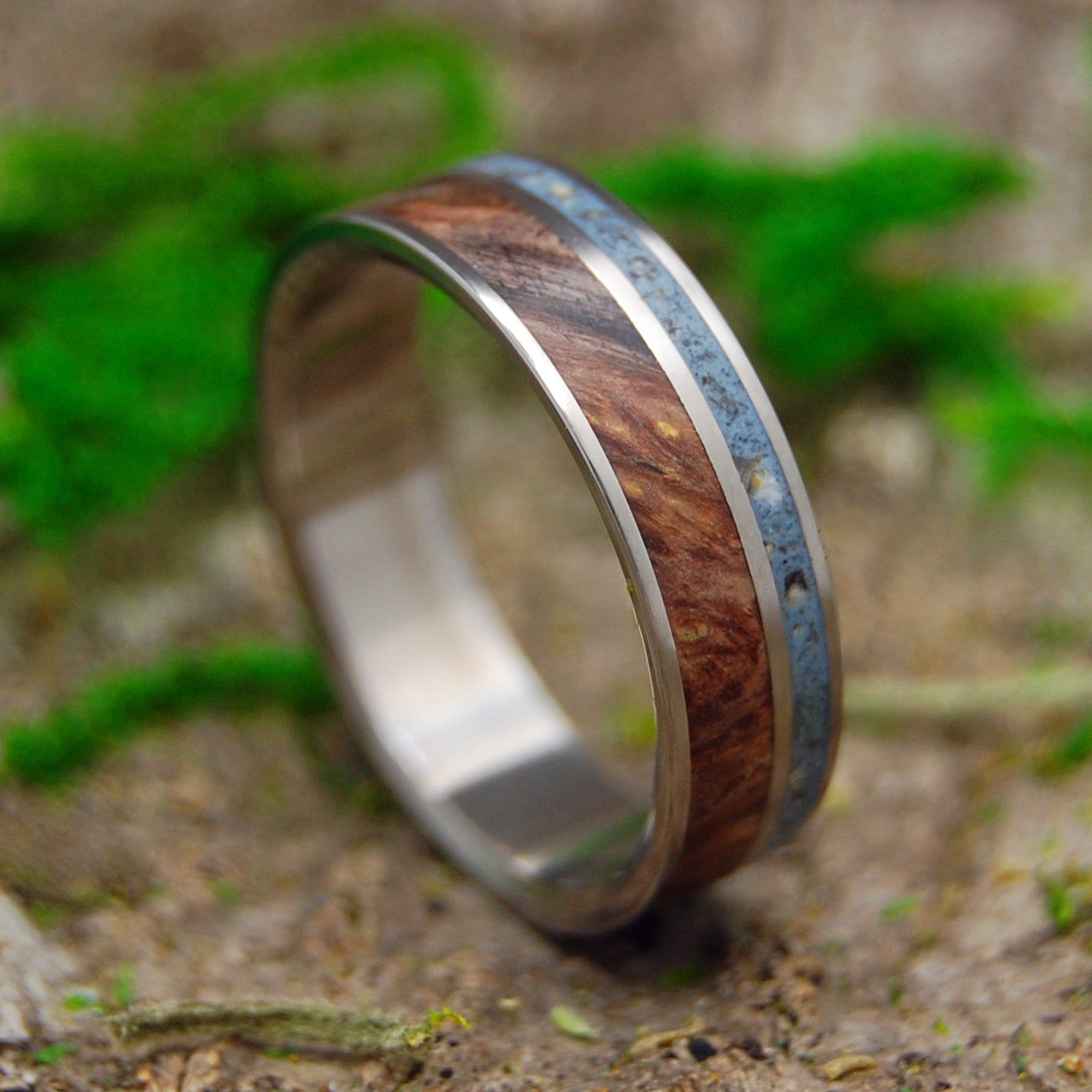 North Sea | Men's Swedish Beach Sand, Golden Box Elder Wood & Titanium Wedding Ring - Minter and Richter Designs