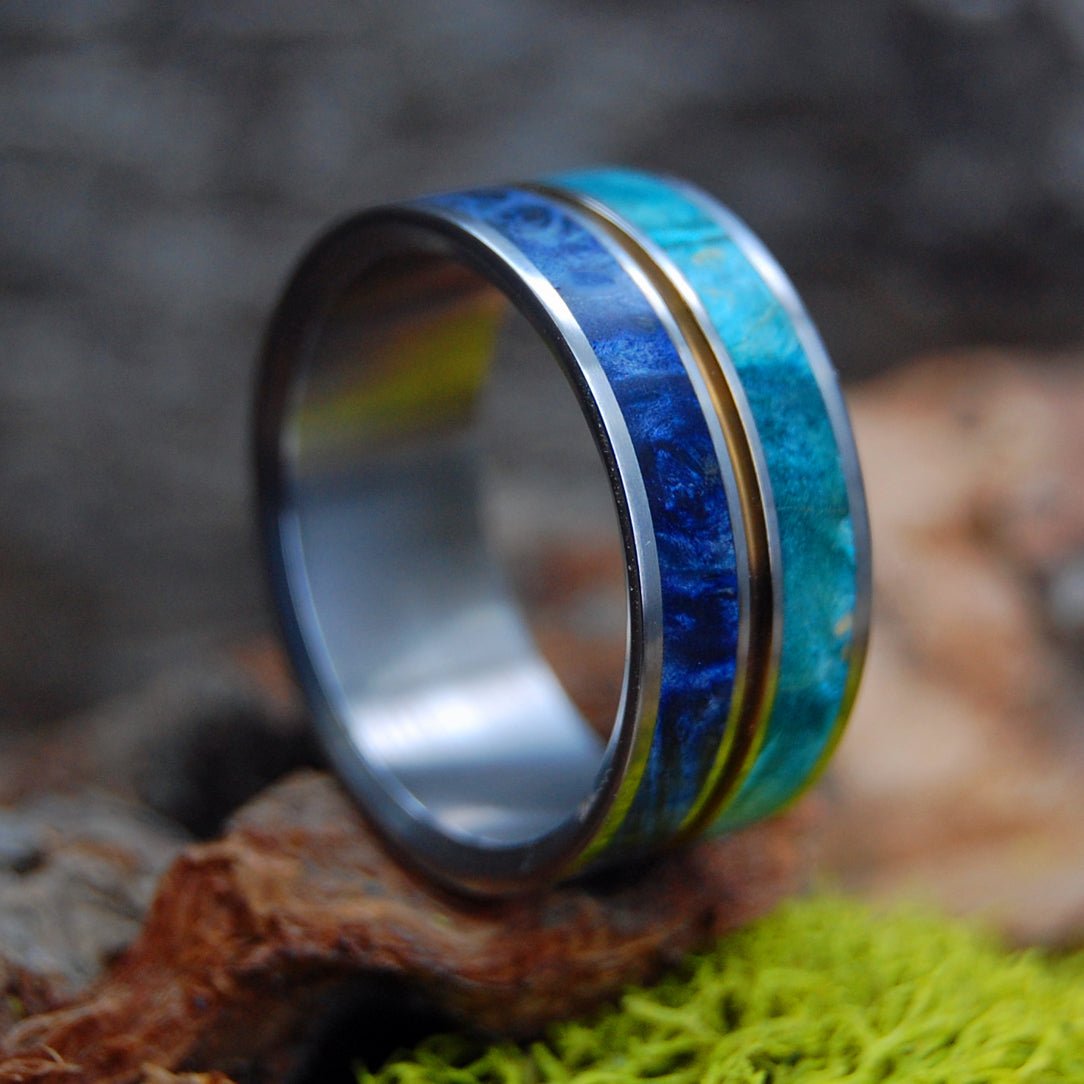 Nothing But Blue Skies | Men's Light Blue Box Elder, Dark Blue Box Elder & Titanium Wedding Ring - Minter and Richter Designs