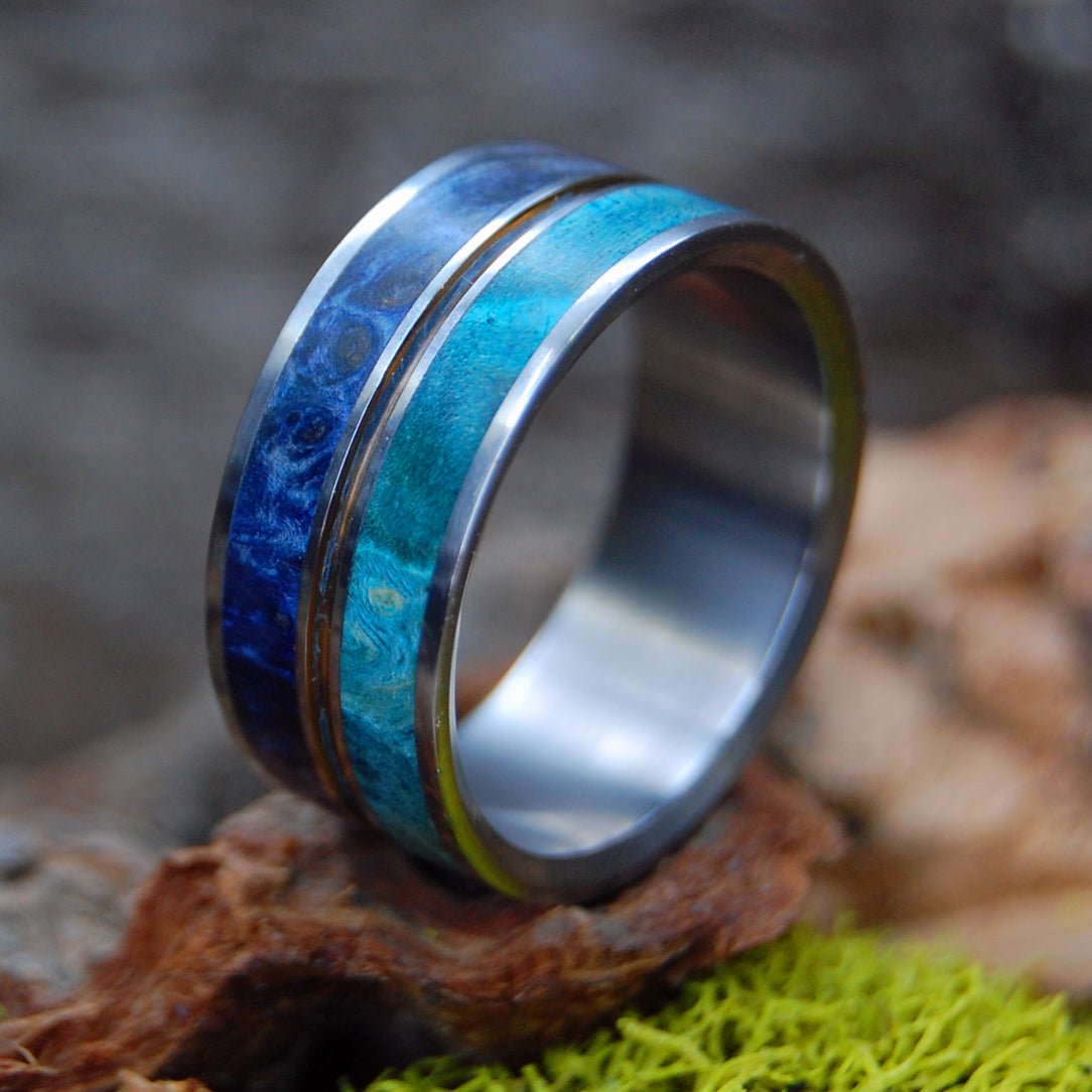 Nothing But Blue Skies | Men's Light Blue Box Elder, Dark Blue Box Elder & Titanium Wedding Ring - Minter and Richter Designs