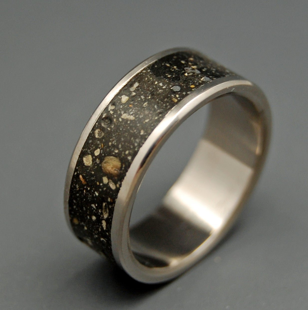 Ode To Iceland | Men's Icelandic Beach Sand, Lava & Titanium Wedding Ring - Minter and Richter Designs