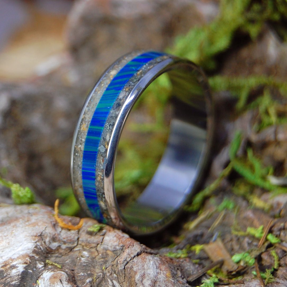 Ode To The Australian Ferrymen | Men's German Earth, N. Queensland Sand & Titanium Wedding Ring - Minter and Richter Designs