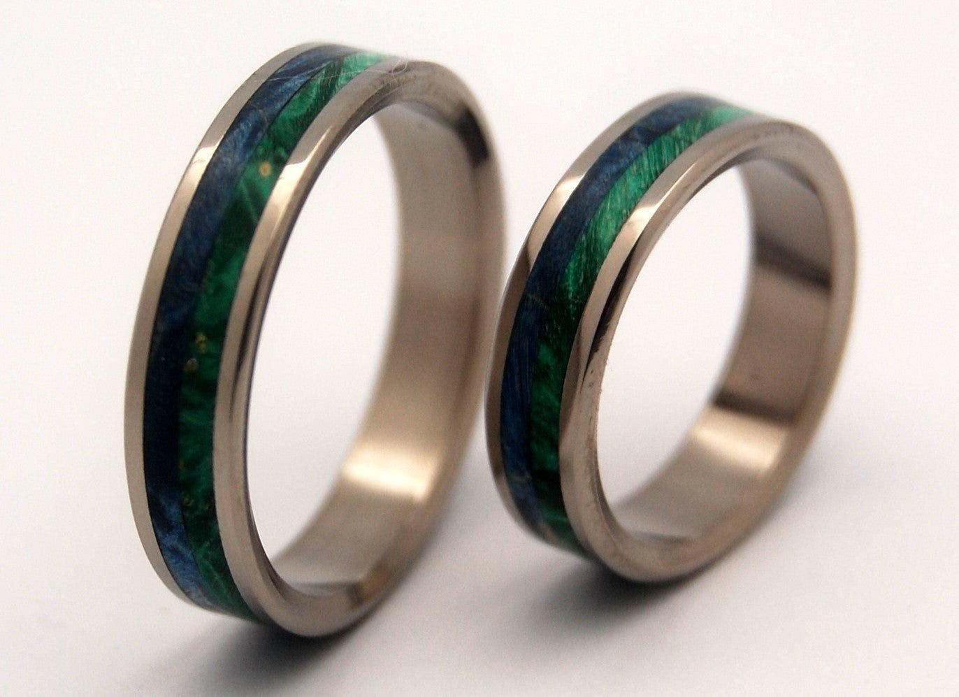 On Sea On Land | Box Elder Wood & Titanium - Unique Wedding Ring Set - Minter and Richter Designs