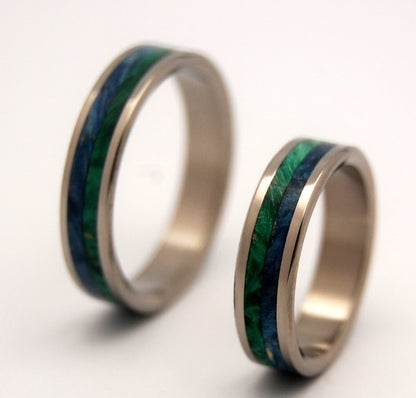 On Sea On Land | Box Elder Wood & Titanium - Unique Wedding Ring Set - Minter and Richter Designs