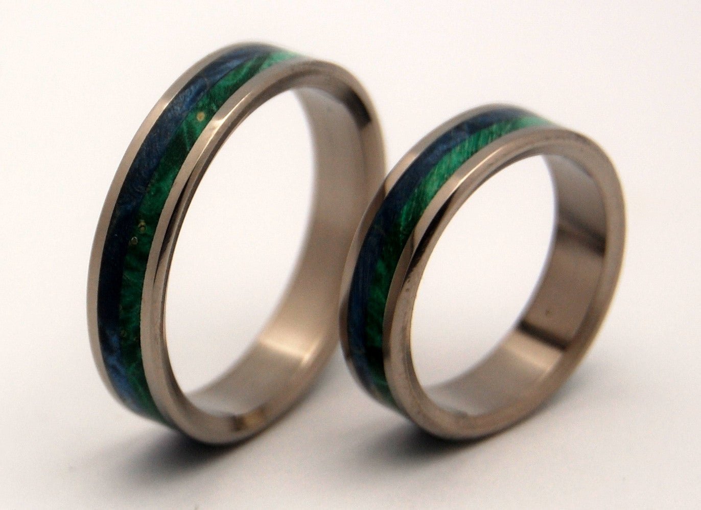 On Sea On Land | Box Elder Wood & Titanium - Unique Wedding Ring Set - Minter and Richter Designs