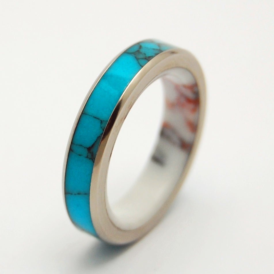 Once In A Blue Moon | Men's Turquoise Stone, Jasper Stone & Titanium Wedding Ring - Minter and Richter Designs