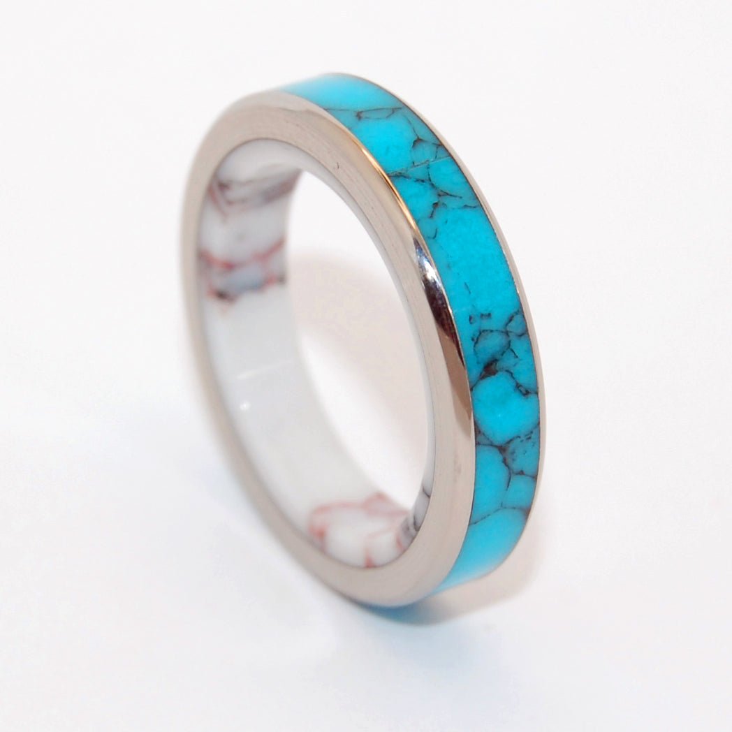 Once In A Blue Moon | Men's Turquoise Stone, Jasper Stone & Titanium Wedding Ring - Minter and Richter Designs