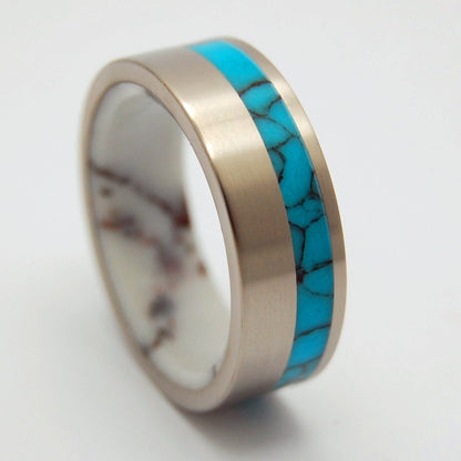 Once In Lifetime | Men's Turquoise Stone, Wild Horse Jasper Stone & Titanium Wedding Ring - Minter and Richter Designs