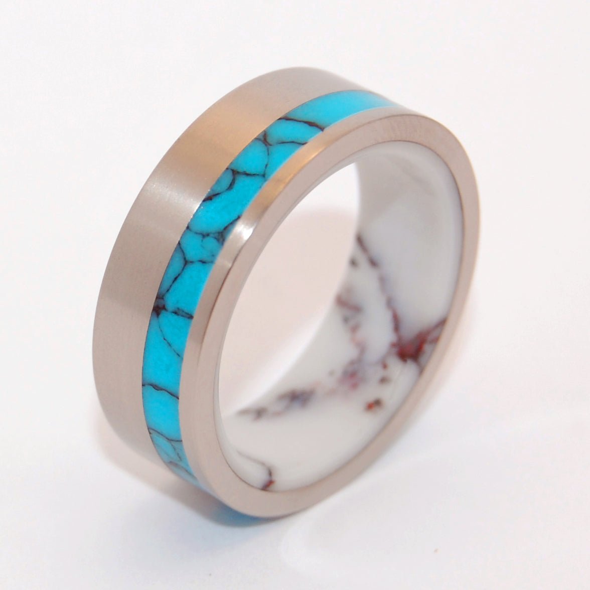 Once In Lifetime | Men's Turquoise Stone, Wild Horse Jasper Stone & Titanium Wedding Ring - Minter and Richter Designs