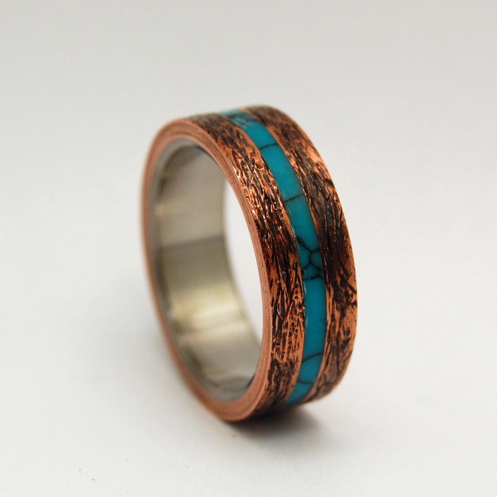 One Soul | Men's Turquoise, Copper & Titanium Wedding Ring - Minter and Richter Designs