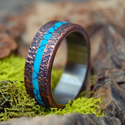 One Soul | Men's Turquoise, Copper & Titanium Wedding Ring - Minter and Richter Designs