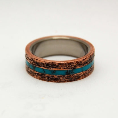 One Soul | Men's Turquoise, Copper & Titanium Wedding Ring - Minter and Richter Designs