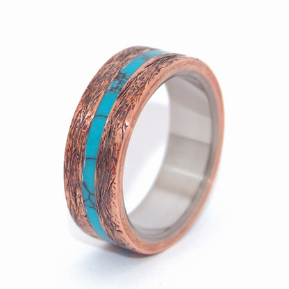 One Soul | Men's Turquoise, Copper & Titanium Wedding Ring - Minter and Richter Designs