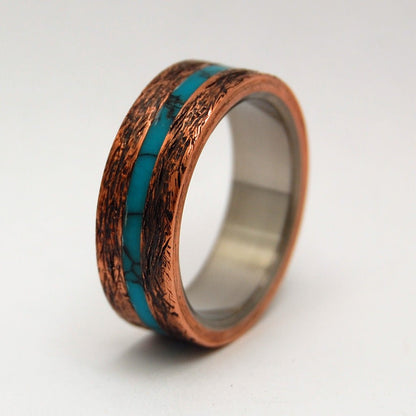 One Soul | Men's Turquoise, Copper & Titanium Wedding Ring - Minter and Richter Designs