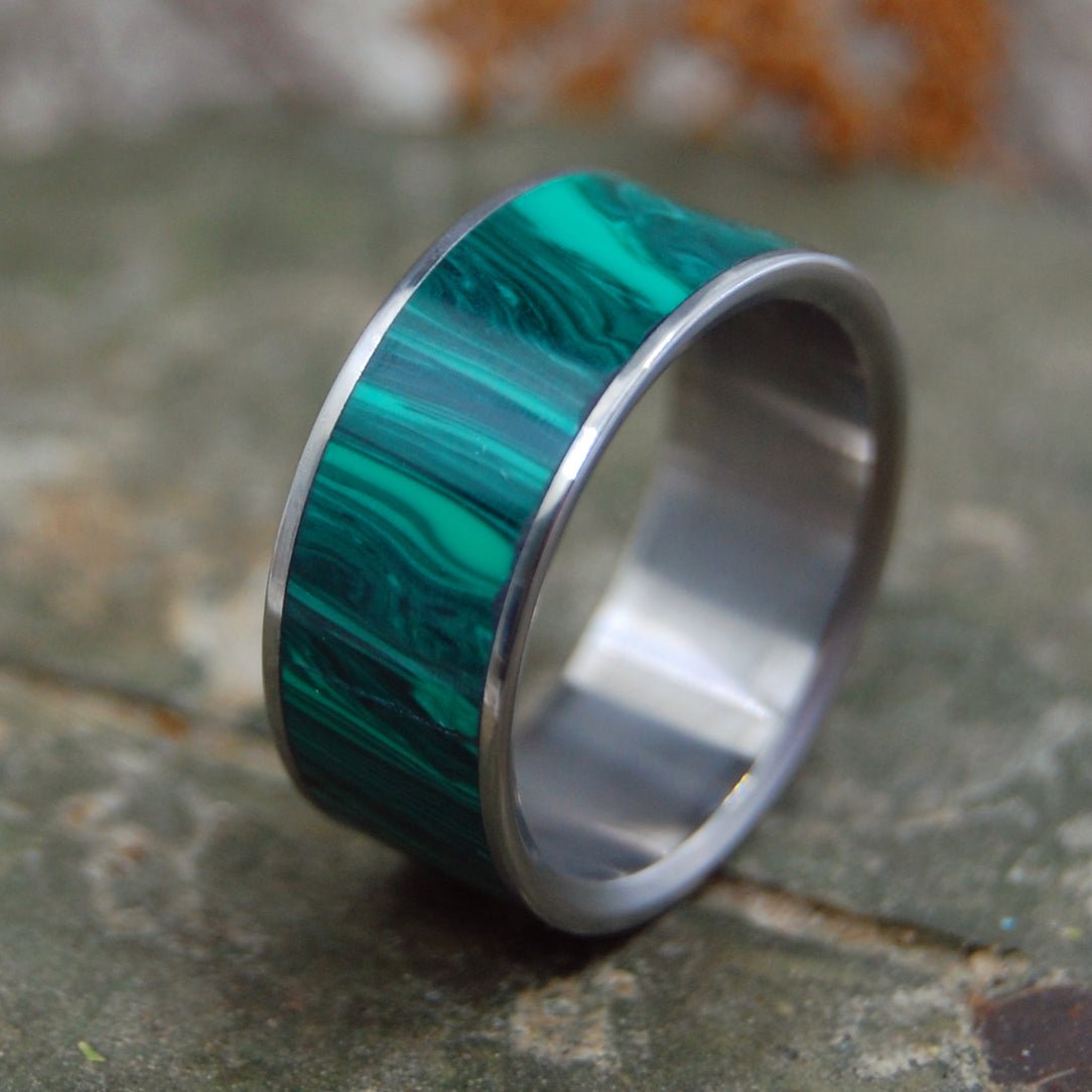 Only Light Can Drive Out Darkness | Men's Malachite Stone & Titanium Wedding Ring - Minter and Richter Designs