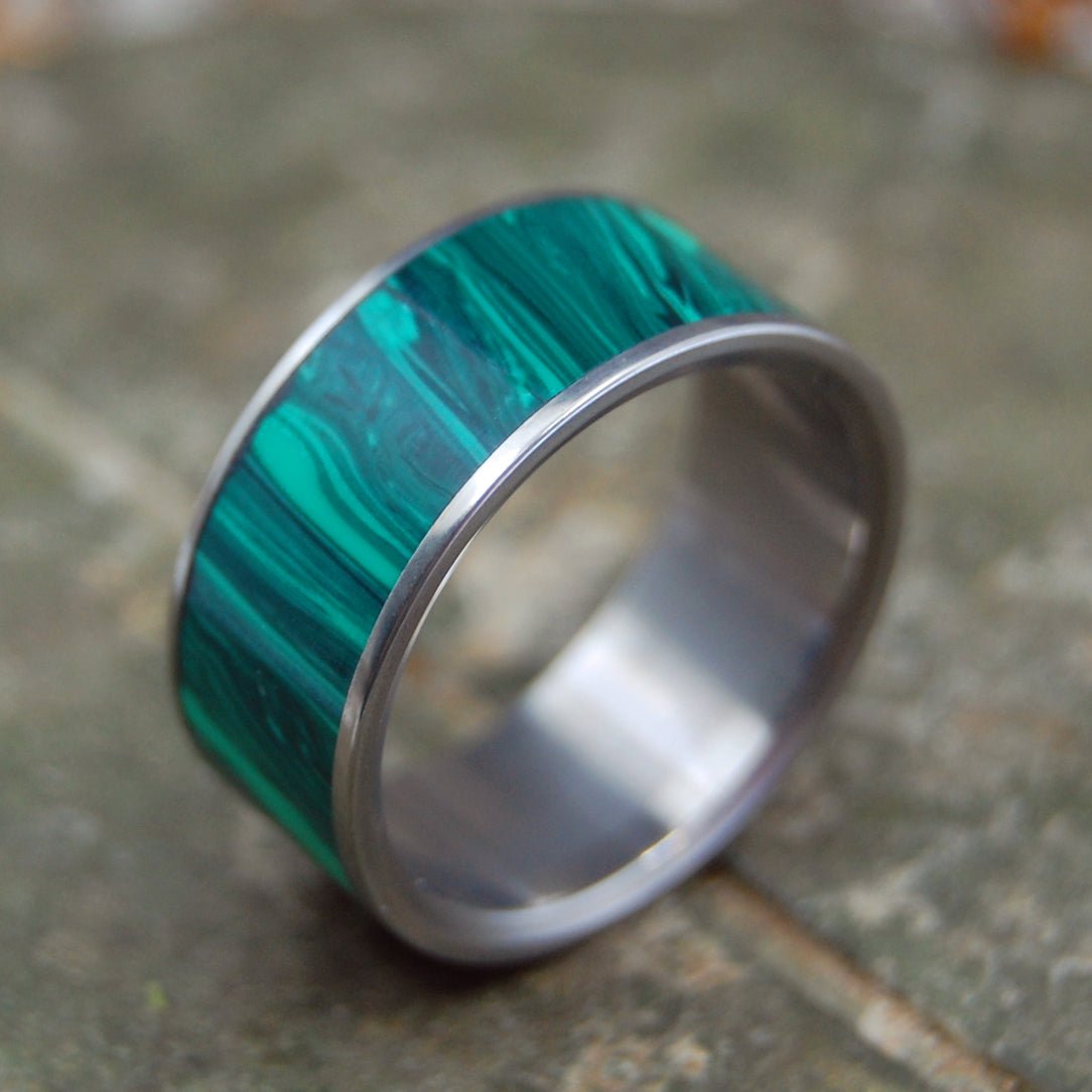 Only Light Can Drive Out Darkness | Men's Malachite Stone & Titanium Wedding Ring - Minter and Richter Designs