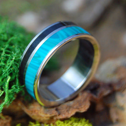 Onyx Chrysocolla | Men's Onyx Stone, Chrysocolla Stone & Titanium Wedding Ring - Minter and Richter Designs