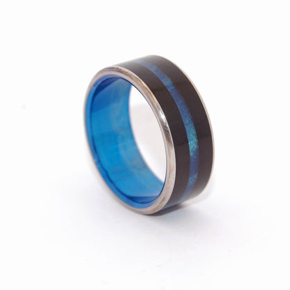 Onyx Stone Blue | Men's Onyx Stone, Opalescent Resin & Titanium Wedding Ring - Minter and Richter Designs