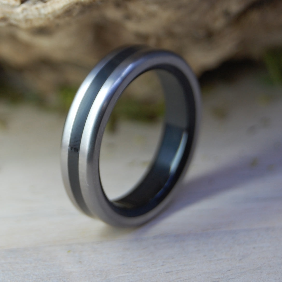 BLACK FAITH - Onyx Stone & Titanium Men's Wedding Rings - Minter and Richter Designs