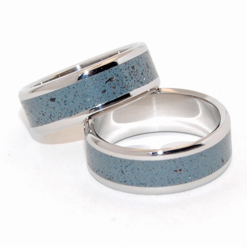 Opalus | Beach Sand & Titanium - Handcrafted Wedding Ring - Blue Ring Set - Minter and Richter Designs