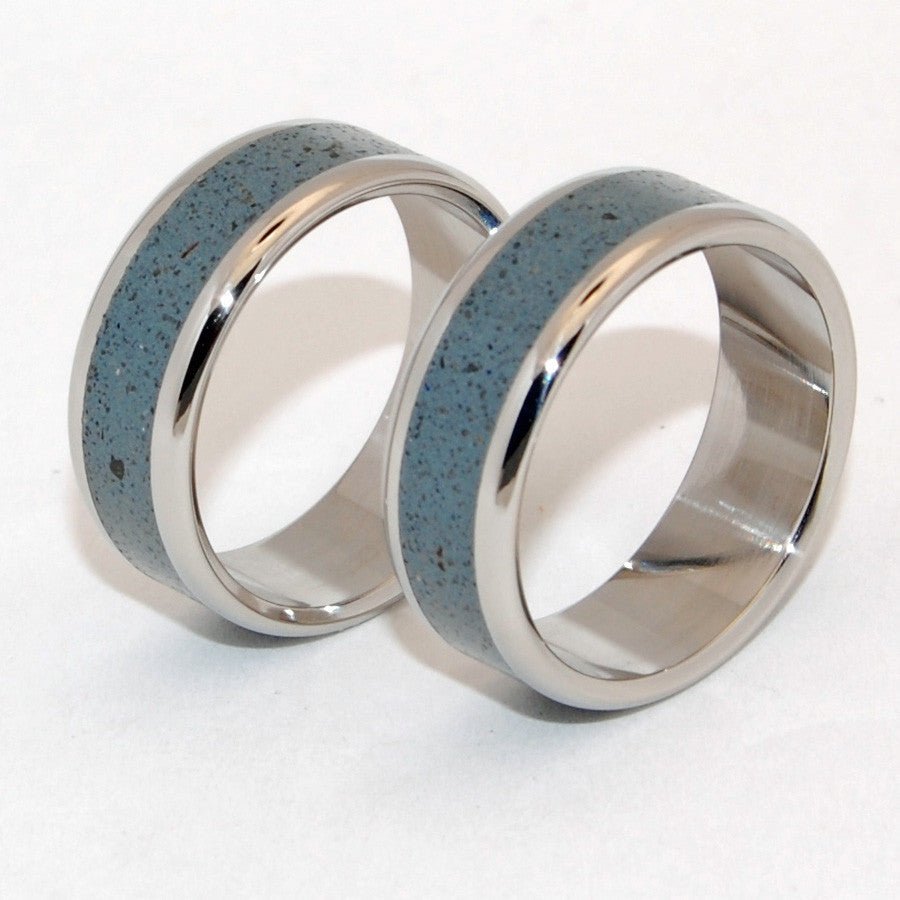 Opalus | Beach Sand & Titanium - Handcrafted Wedding Ring - Blue Ring Set - Minter and Richter Designs