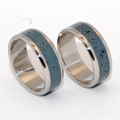 Opalus | Beach Sand & Titanium - Handcrafted Wedding Ring - Blue Ring Set - Minter and Richter Designs