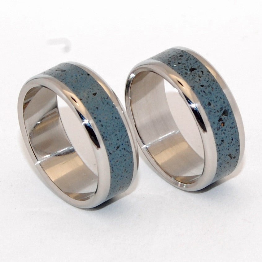 Opalus | Beach Sand & Titanium - Handcrafted Wedding Ring - Blue Ring Set - Minter and Richter Designs